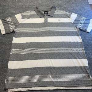 Ecko Unltd. Men's 2XL Short Sleeve Striped Knitted Polo Shirt Grey White Street